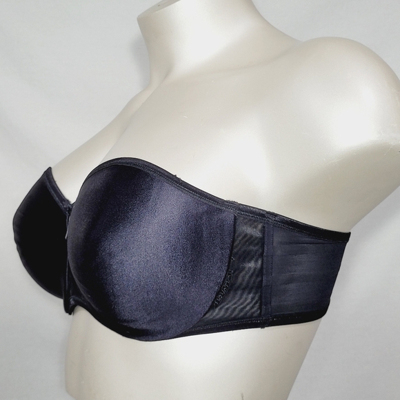 40C Curvation 5304150 Unlined Satin Underwire Strapless Bra Black - Picture 3 of 6